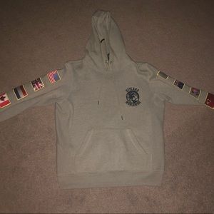 Hypland Worldwide Flag Embroidered Grey Hoodie MD
